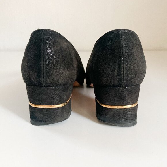 Ferragamo Black Suede 'Cinzia' Block Heel Shoes, Women S 7 - Picture 6 of 10